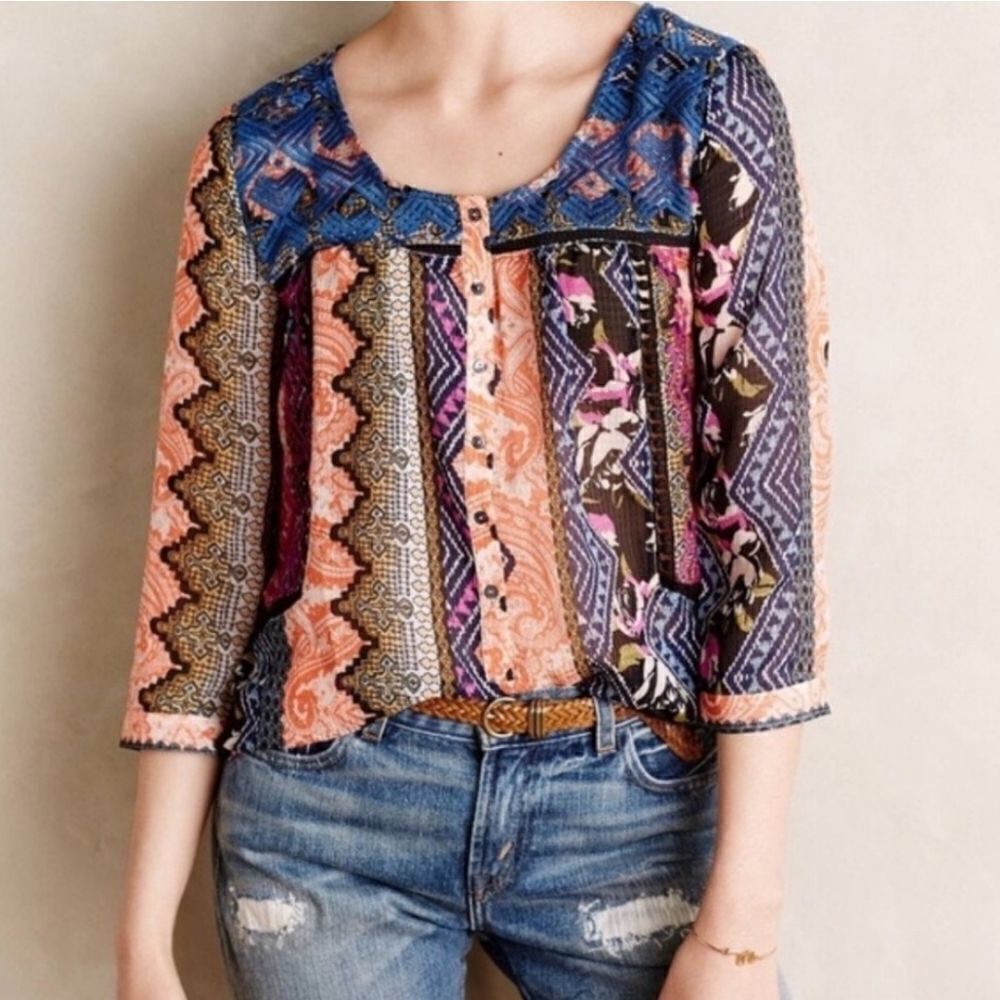 Anthropologie Vanessa Virginia Multicolored Top (0)